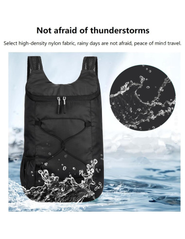 Mochila de Senderismo Plegable 16L Resistente al Agua B100 Negra