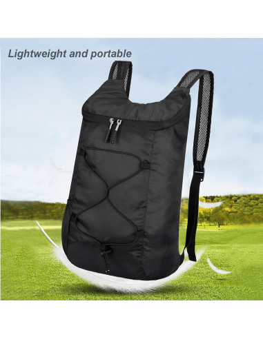 Mochila de Senderismo Plegable 16L Resistente al Agua B100 Negra