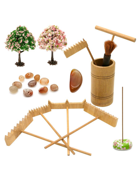 Set de Jardín Zen de 22 Piezas JJJ Arts - Rastrillos de Bambú