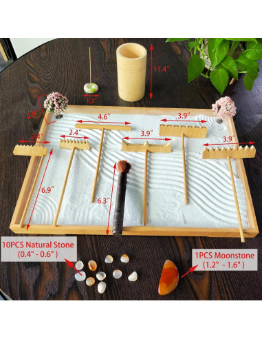 Set de Jardín Zen de 22 Piezas JJJ Arts - Rastrillos de Bambú