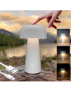 Lámpara de Mesa LED YONIKU Hongo Recargable IP44 Blanca 2