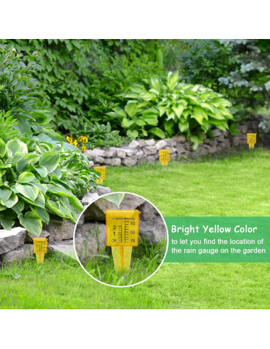 10 Pluviómetros Amarillos AngleKai 13x4.8 cm Medición Agua
