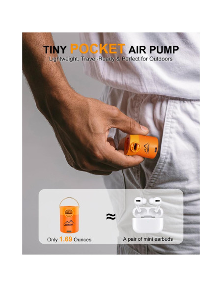 Bomba de Aire Inflable Portátil M KARMATER 119g USB Recargable