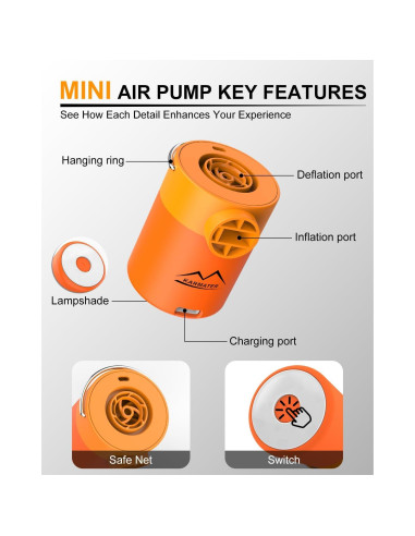 Bomba de Aire Inflable Portátil M KARMATER 119g USB Recargable