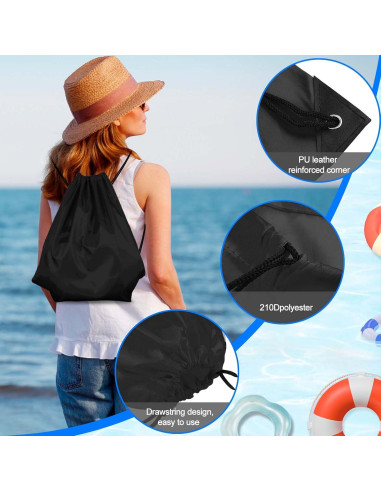 Mochilas de Cuerda PLULON 2 Pcs Negras 34x40cm Reutilizables