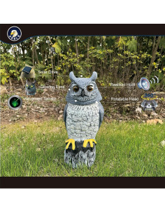 Búho de Jardín Solar Ugold con Movimiento y Ojos LED 2