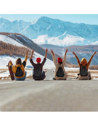 Mochilas de Cuerda PLULON 2 Pcs Negras 34x40cm Reutilizables