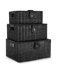 Juego de 3 Cestas de Almacenamiento Homepeaz - Negro
