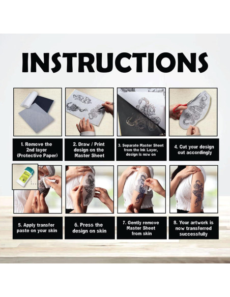 Kit de Piel de Práctica de Tatuaje Prgislew 40Pcs con Papel