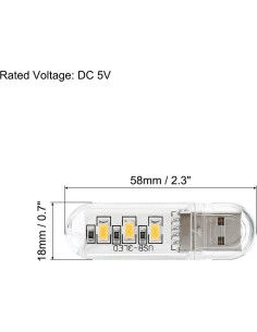 Luz Nocturna LED USB PATIKIL, 6 Pcs, Blanco Cálido, 5V 2