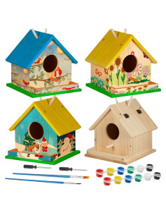 Kit de Casa para Aves de Madera DIY Liliful - 2 Set con Pinturas