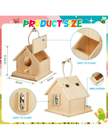 Kit de Casa para Aves de Madera DIY Liliful - 2 Set con Pinturas