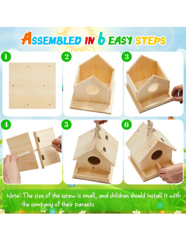 Kit de Casa para Aves de Madera DIY Liliful - 2 Set con Pinturas