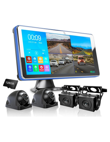 Cámara de Respaldo 4K ASLONG 10.36" con 4 Cámaras AHD