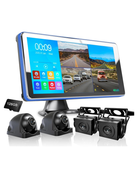 Cámara de Respaldo 4K ASLONG 10.36" con 4 Cámaras AHD Cámara de Respaldo 4K ASLONG 10.36" con 4 Cámaras AHD