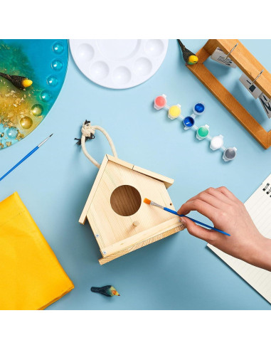 Kit de Casa para Aves de Madera DIY Liliful - 2 Set con Pinturas