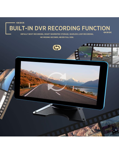 Cámara de Respaldo 4K ASLONG 10.36" con 4 Cámaras AHD