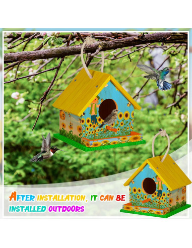 Kit de Casa para Aves de Madera DIY Liliful - 2 Set con Pinturas