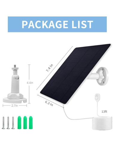 Cargador Solar Mytions 5W para Cámaras Arlo Pro 5S, Pro 4, Pro 3