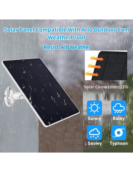 Cargador Solar Mytions 5W para Cámaras Arlo Pro 5S, Pro 4, Pro 3