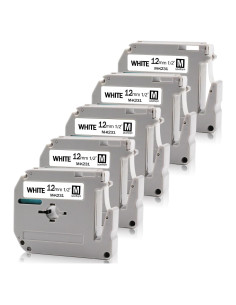 Cinta de Etiqueta Absonic MK-231 12mm Negra sobre Blanca - 5 Pack