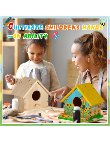 Kit de Casa para Aves de Madera DIY Liliful - 2 Set con Pinturas