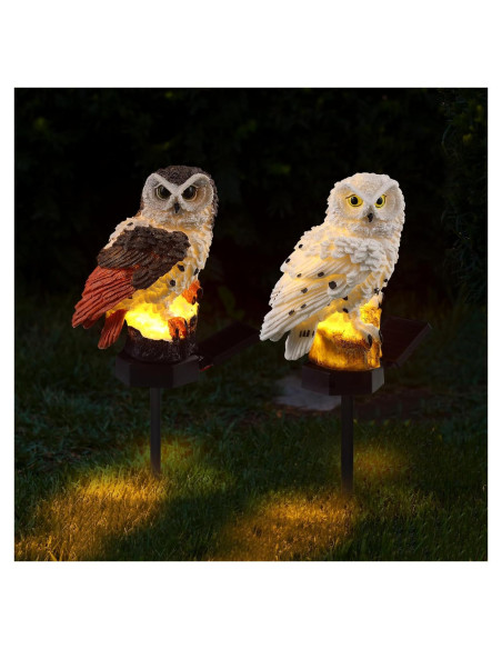 Estacas de Luz Solar Búho Capoda - 2 Piezas Decoración Jardín