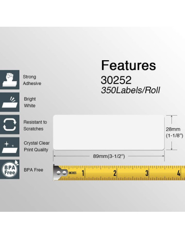 Etiquetas de Reemplazo BETCKEY 28mm x 89mm para DYMO 30252