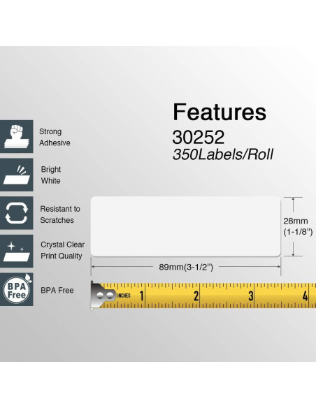 Etiquetas de Reemplazo BETCKEY 28mm x 89mm para DYMO 30252