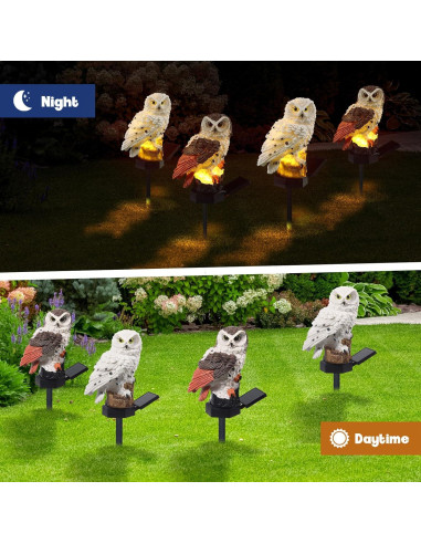 Estacas de Luz Solar Búho Capoda - 2 Piezas Decoración Jardín