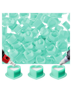 Tazas de Tinta para Tatuaje OZER 200pcs Silicona Corazón Cian