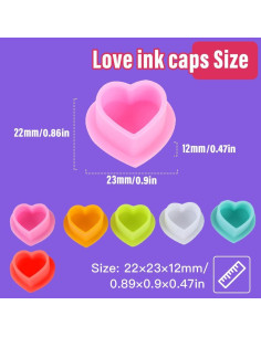 Tazas de Tinta para Tatuaje OZER 200pcs Silicona Corazón Cian 2