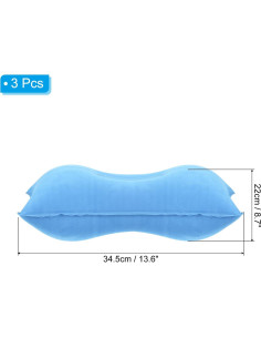 Almohada Inflable PATIKIL 3 Piezas Camping Soporte Cuello Azul 2