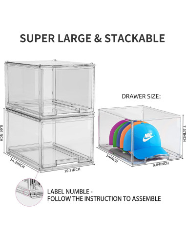 Caja Organizadora de Sombreros ZHAIXIAONIAN 2 Pack Transparente