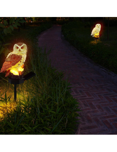 Estacas de Luz Solar Búho Capoda - 2 Piezas Decoración Jardín