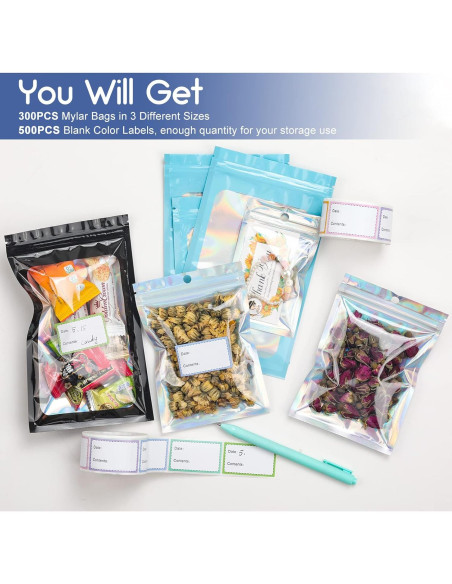 300 Bolsas Mylar Reutilizables Funseeya a Prueba de Olores 300 Bolsas Mylar Reutilizables Funseeya a Prueba de Olores