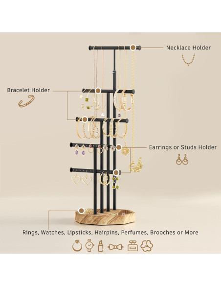 Organizador de Joyería SRIWATANA, Soporte 5 Niveles, Negro