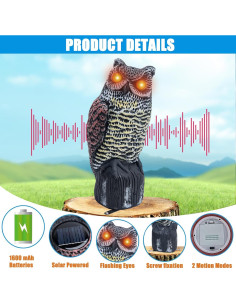Búho Falso Solar LuckySlycyc 35.56cm Decoración Jardín 2