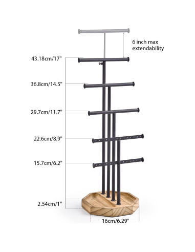 Organizador de Joyería SRIWATANA, Soporte 5 Niveles, Negro
