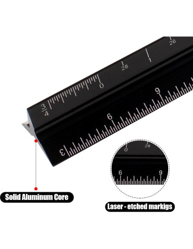 Regla Triangular de Aluminio DSUWAZU 30.48 cm 6 Escalas