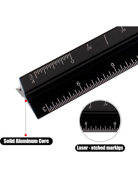 Regla Triangular de Aluminio DSUWAZU 30.48 cm 6 Escalas