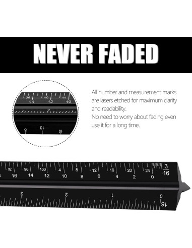 Regla Triangular de Aluminio DSUWAZU 30.48 cm 6 Escalas