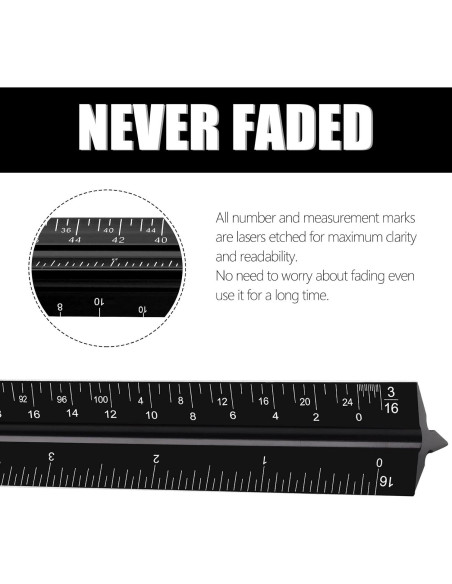 Regla Triangular de Aluminio DSUWAZU 30.48 cm 6 Escalas