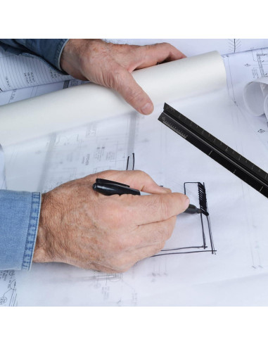 Regla Triangular de Aluminio DSUWAZU 30.48 cm 6 Escalas