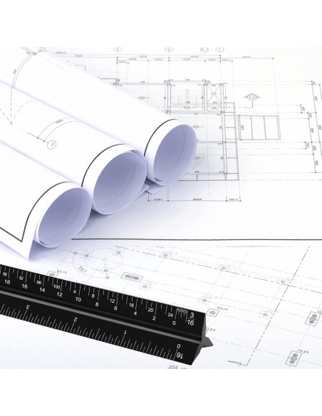 Regla Triangular de Aluminio DSUWAZU 30.48 cm 6 Escalas
