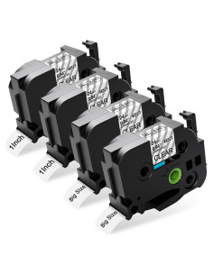 Cinta de Etiqueta Oozmas TZe-151 24mm Negra Transparente 4PK