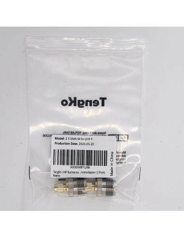 Adaptador UHF hembra a SMA macho TengKo - 2 paquetes