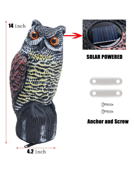 Búho Falso Solar LuckySlycyc 35.56cm Decoración Jardín