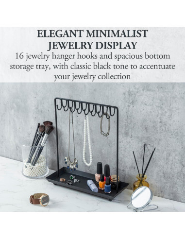 Soporte de Joyería MyGift Metal Negro 35.56 cm 20 Ganchos