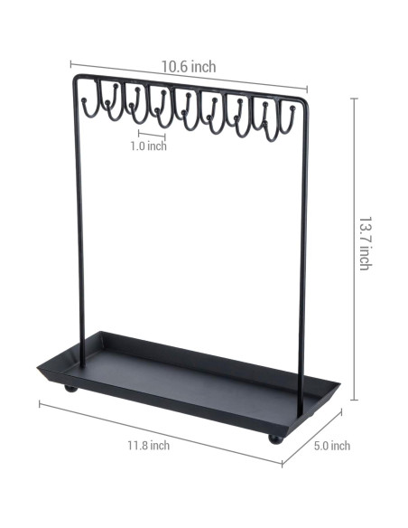 Soporte de Joyería MyGift Metal Negro 35.56 cm 20 Ganchos Soporte de Joyería MyGift Metal Negro 35.56 cm 20 Ganchos